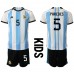 Argentina Leandro Paredes #5 Barnkläder Hemma matchtröja till baby VM 2022 Kortärmad (+ Korta byxor) Billigt